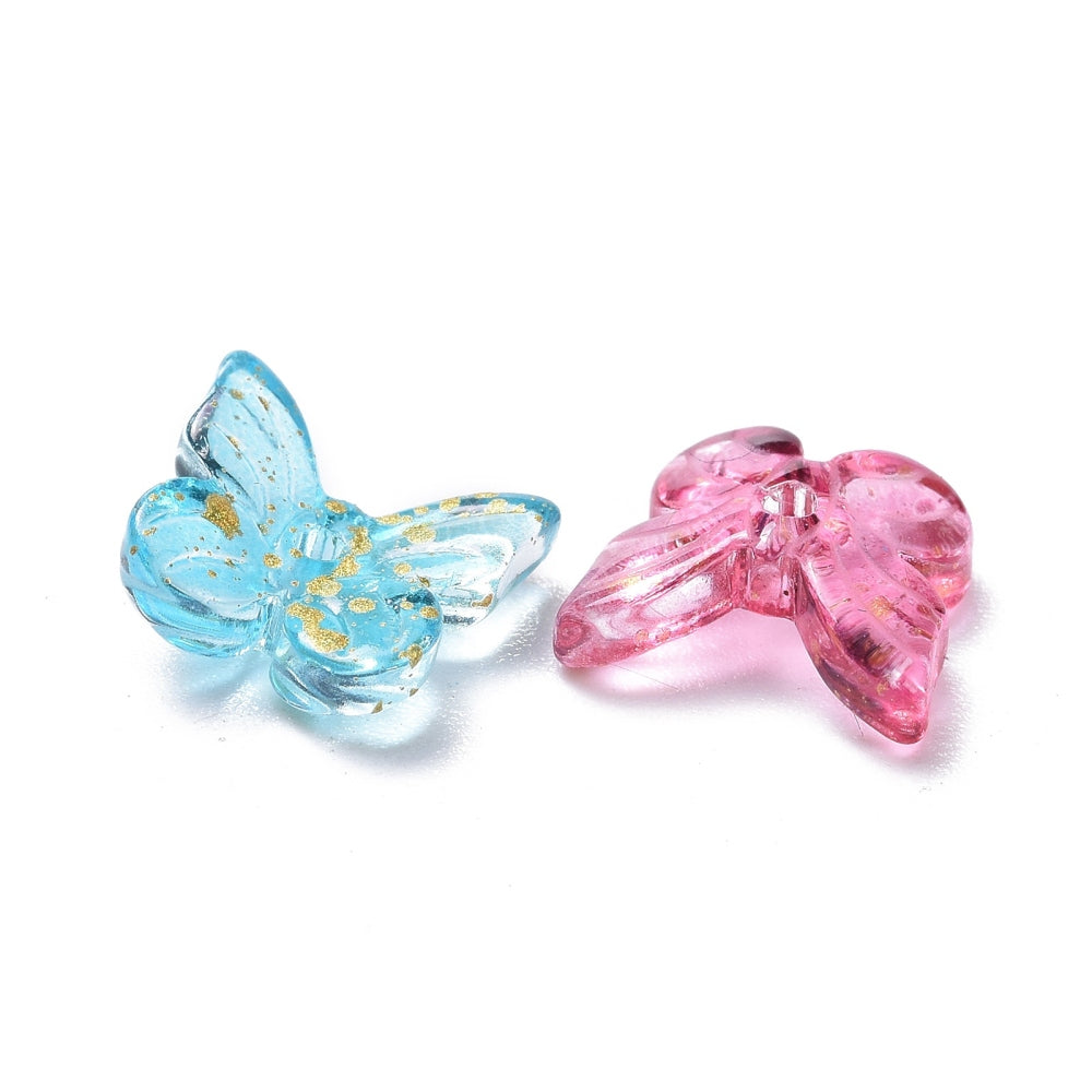 Glitter Butterfly Glass Charms Mixed Colors 9.5x11mm | Pack of 10 | The Pink Bead Shop Canada