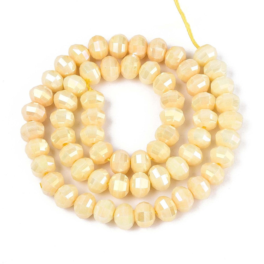 Assorted AB Electroplated Glass Beads Strand – Faceted Rondelle 8mm The Pink Bead Shop