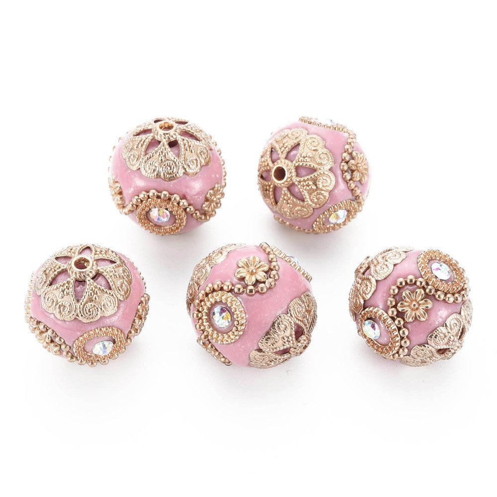 Pink Crystal Rhinestone Indonesia Bead – Sold Individually | The Pink Bead Shop Canada