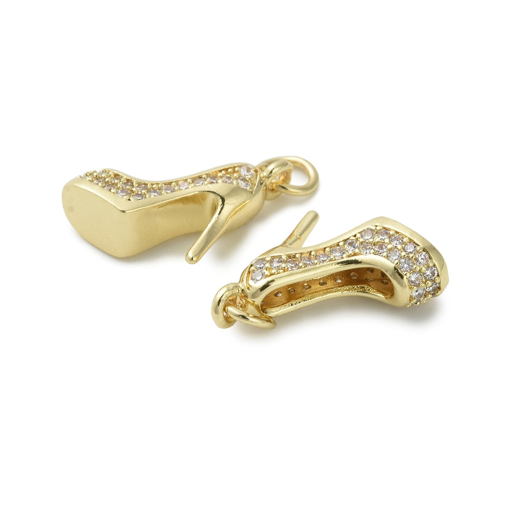 18K Gold Plated CZ High-Heel Shoe Charms – Micro Pavé Brass Pendants The Pink Bead Shop