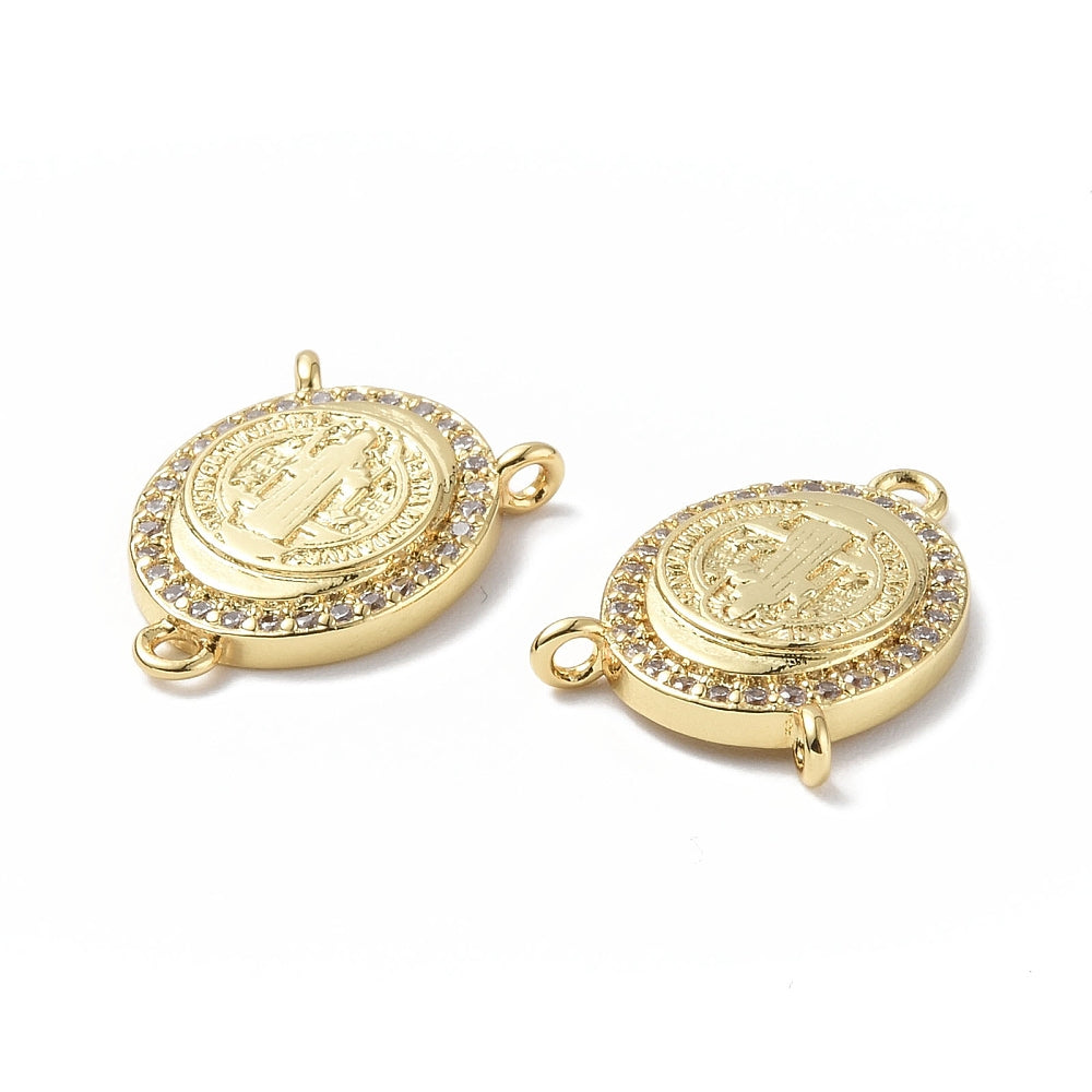 Real 18K Gold-Plated Saint Medal Rosary Centrepiece Connector – 5 Pack | The Pink Bead Shop Canada
