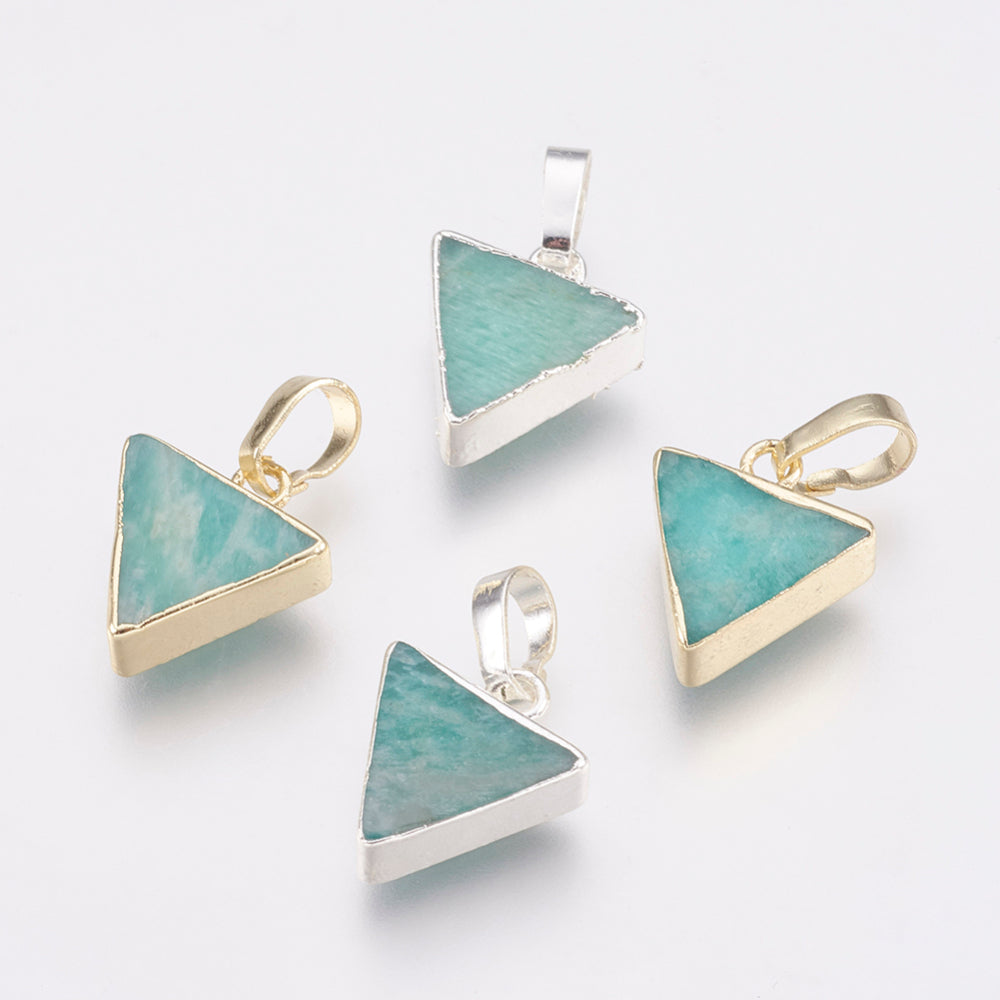 Natural Amazonite Triangle Pendants – Gold or Silver Edge | The Pink Bead Shop Canada