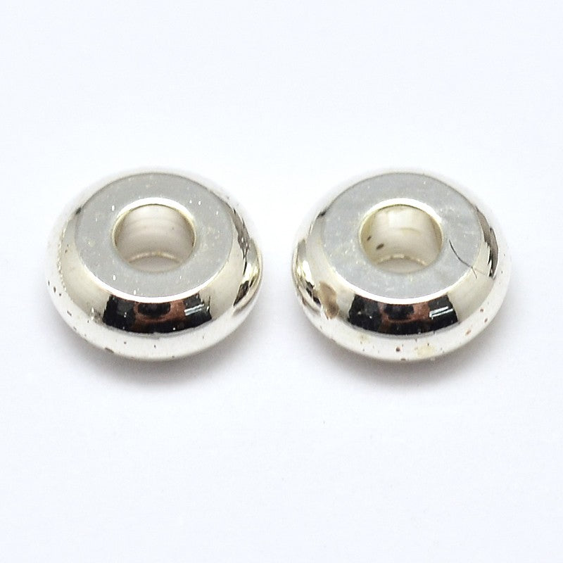 Silver Brass Flat Round Spacer Beads – 4mm – 50 Pack | The Pink Bead Shop Canada
