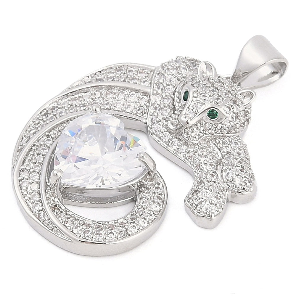 Leopard Charms, Platinum Brass Micro Pave Cubic Zirconia Pendants,
