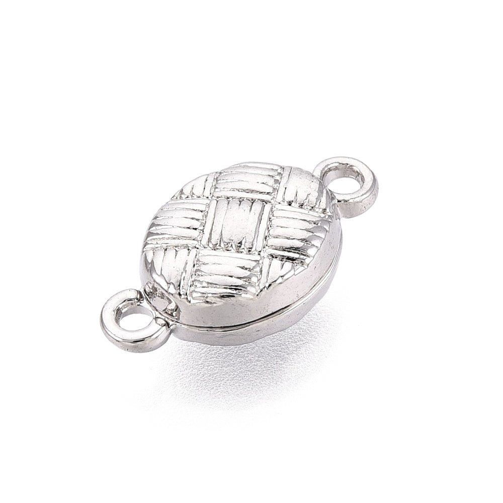 Woven Oval Brass Magnetic Clasp 15x8mm – Platinum or Real 18K Gold Plated | 2 Pack | The Pink Bead Shop Canada