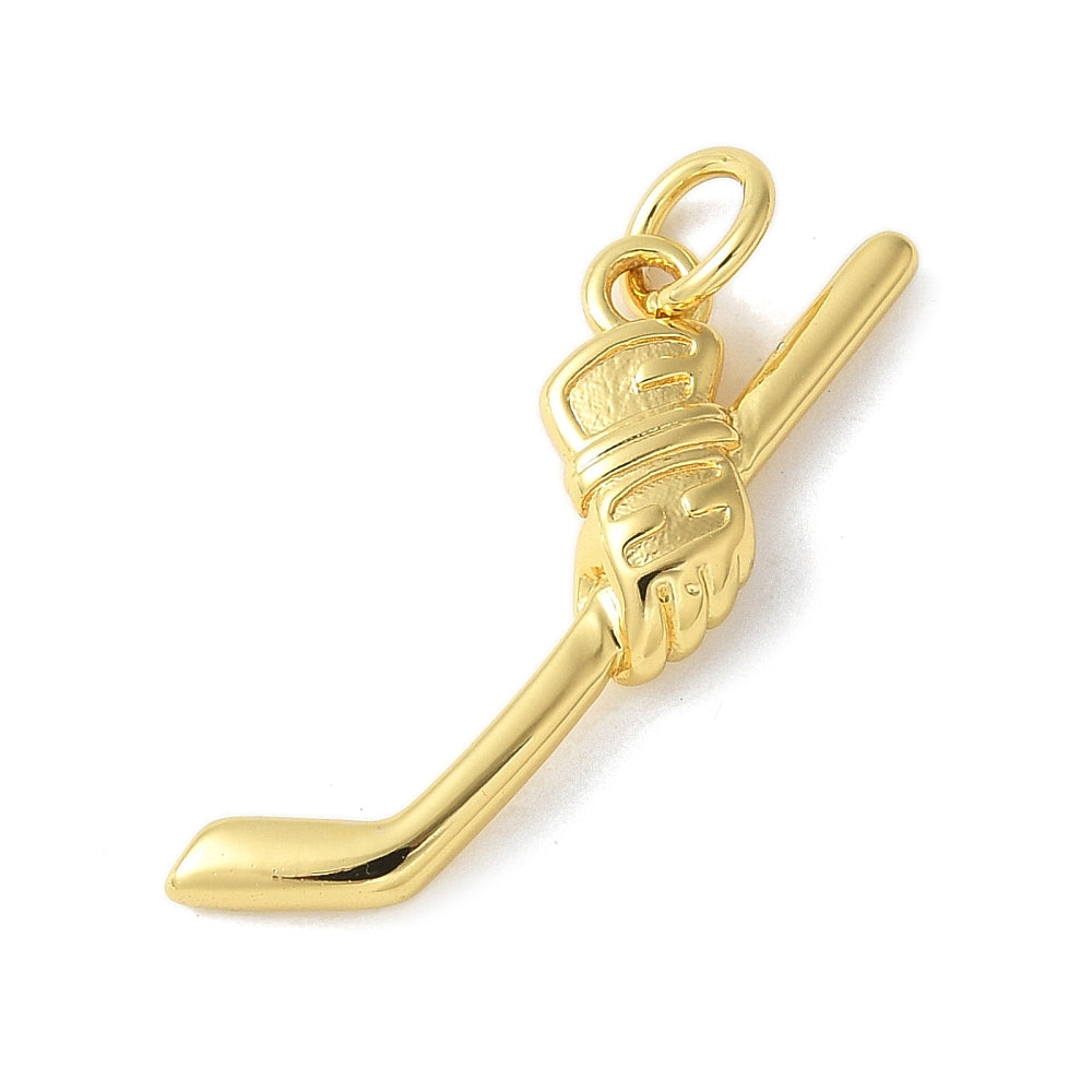 Hockey Stick with Gloves Charms – Platinum & 18K Gold Plated The Pink Bead Shop