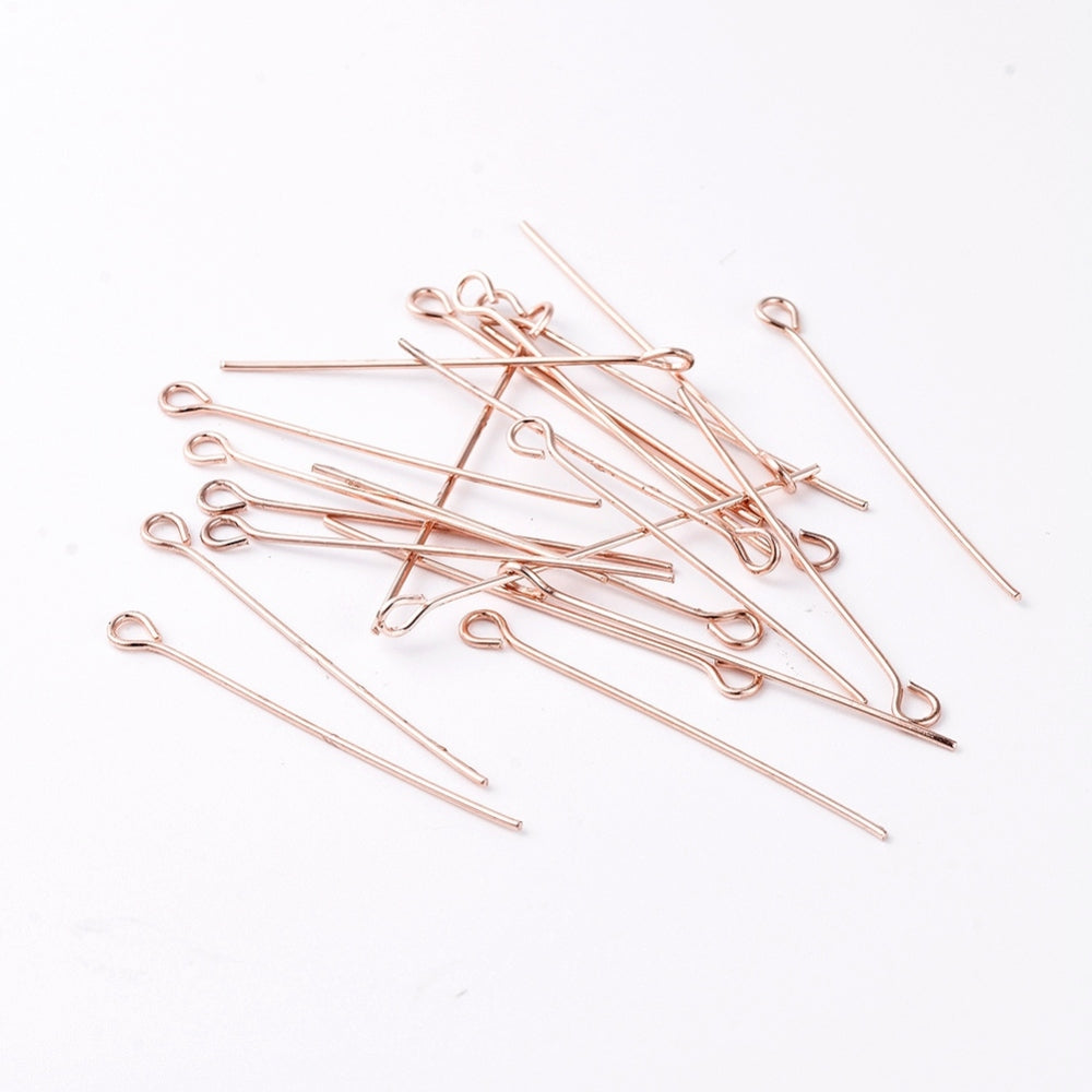 Rose Gold Brass Eye Pins – 30mm – 100 Piece Bag | The Pink Bead Shop Canada