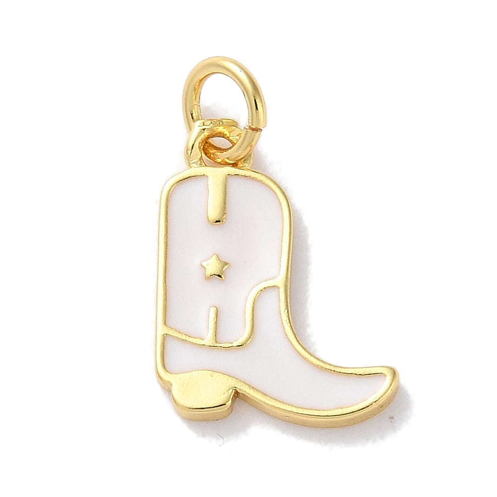 Brass Enamel Cowboy Boot Charms, Real 18K Gold Plated – Assorted Colours 14x11x1.5mm | The Pink Bead Shop Canada