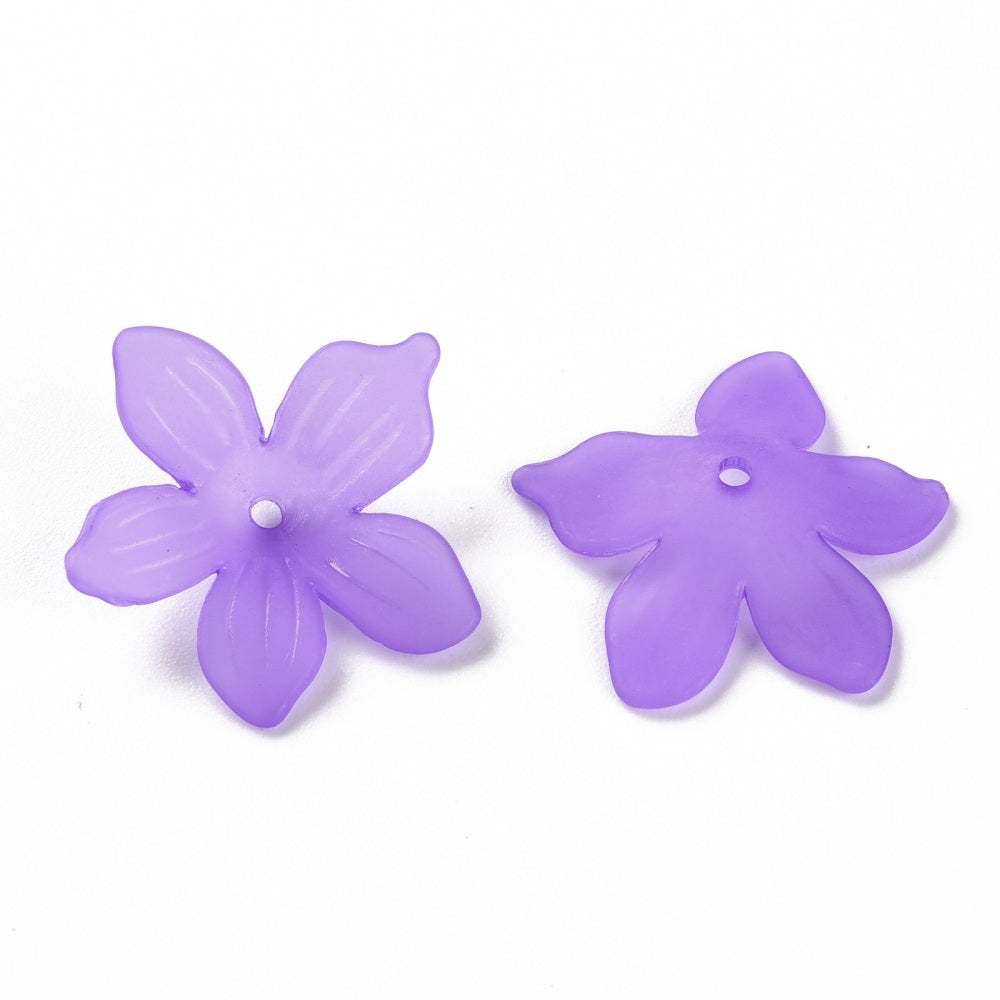 Frosted Acrylic Flower Bead Caps 20mm | Blue Violet | Bulk | The Pink Bead Shop Canada