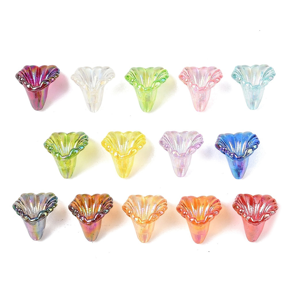 Bulk AB Flower Acrylic Bead Caps – Mixed Colors 12×11mm | The Pink Bead Shop Canada