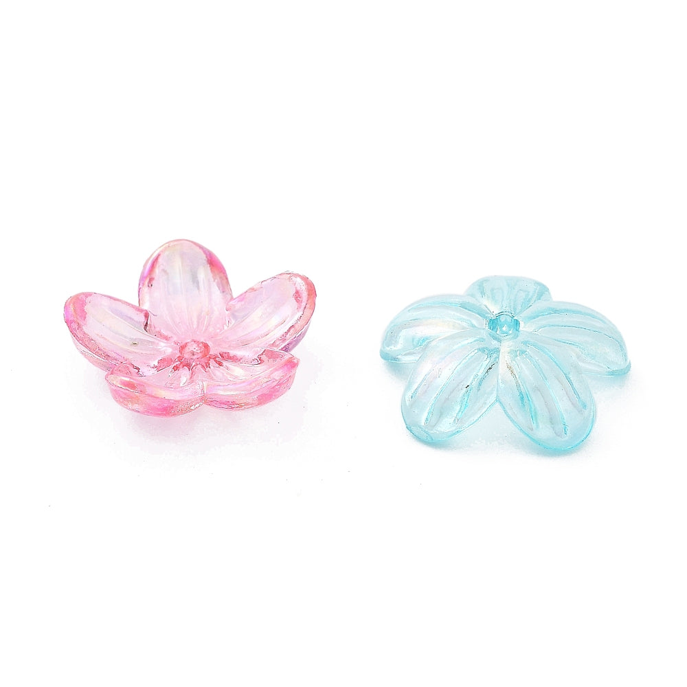 UV Plating Acrylic Flower Bead Caps 12mm | Mixed Colors | Bulk | The Pink Bead Shop Canada