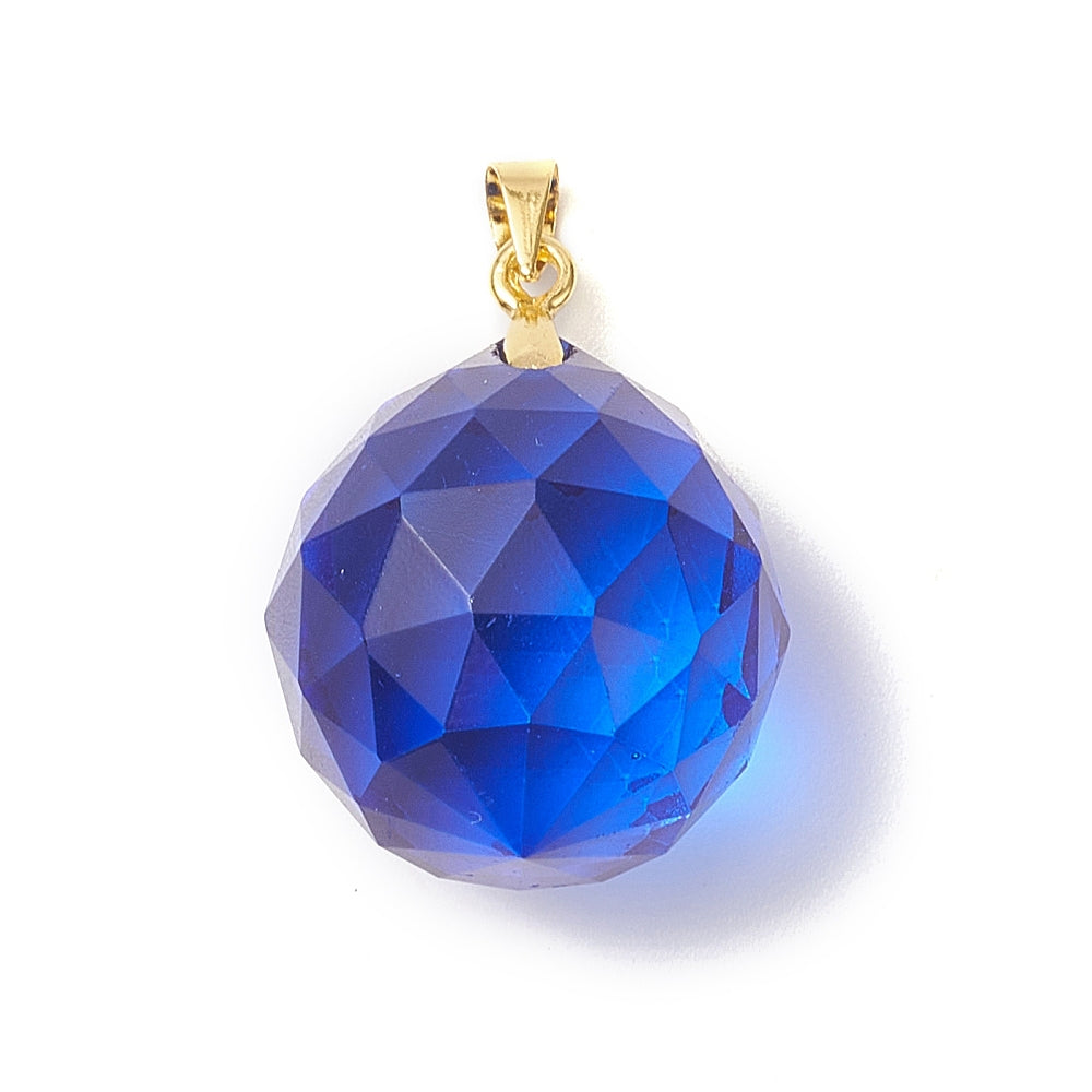 Faceted Crystal Ball Pendants | K9 Glass Prism Charms | The Pink Bead Shop Canada