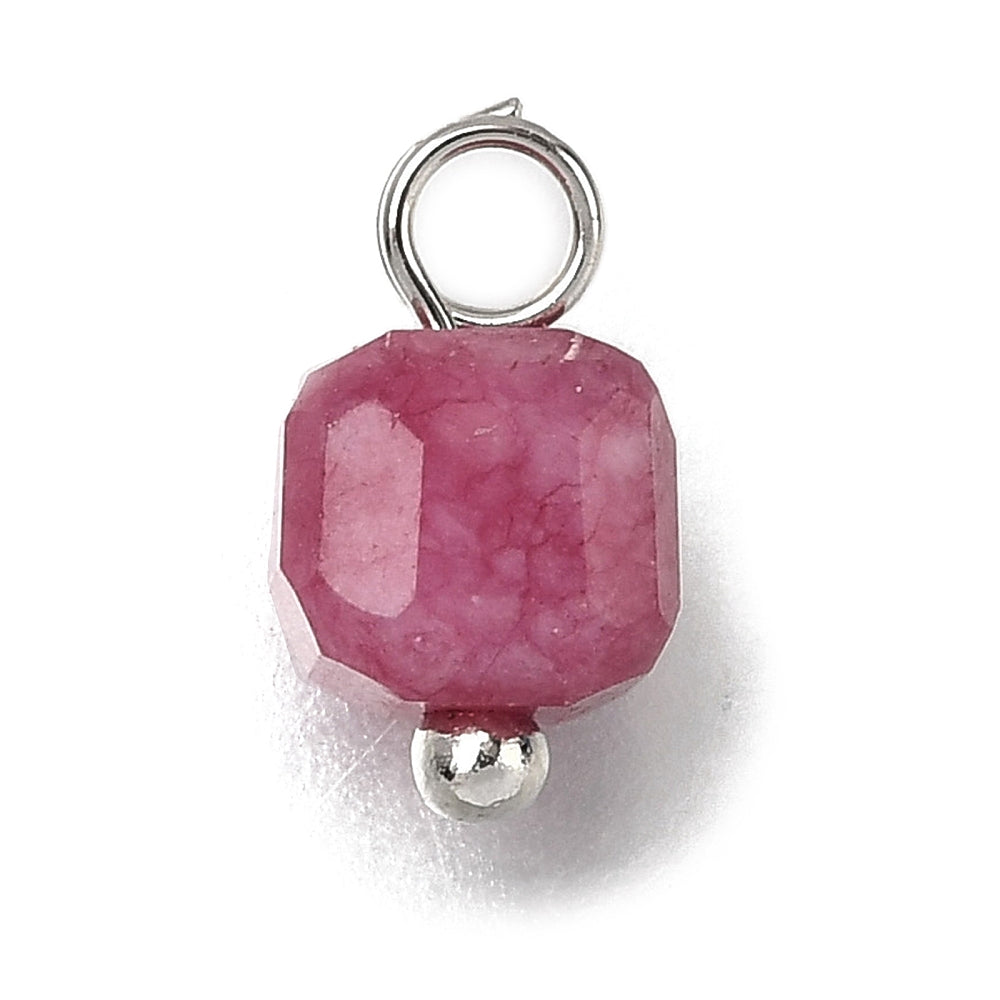 Faceted Tourmaline Cube Charms – Assorted Colours with Platinum Tone Loops Packs of 5 The Pink Bead Shop