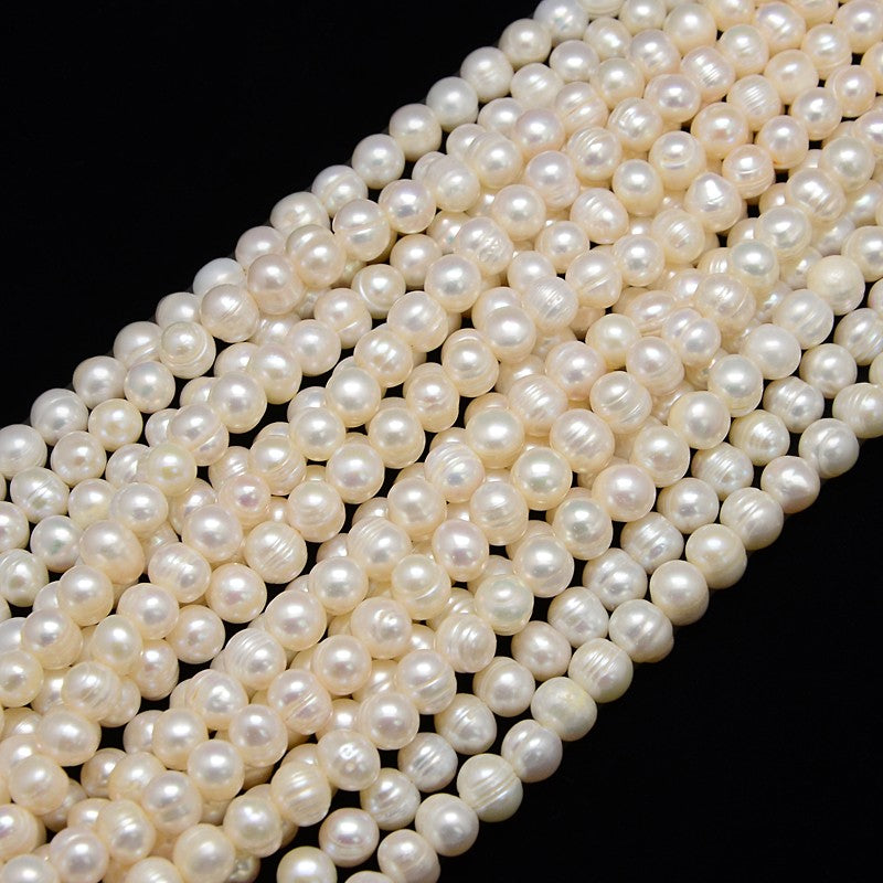 Freshwater Pearl Natural Cultured Beads – 7–8mm Potato Shape (Approx. 46–48pcs/Strand)