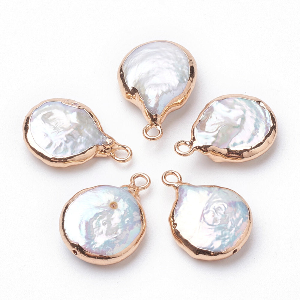 Baroque Freshwater Pearl Pendant – Gold Edge Keshi Pearl The Pink Bead Shop