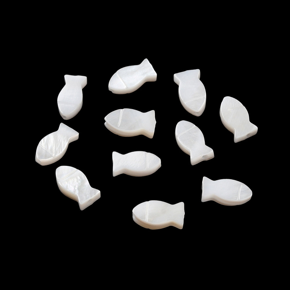 Natural White Shell Fish Beads 10x5mm – 2 Pack | The Pink Bead Shop Canada