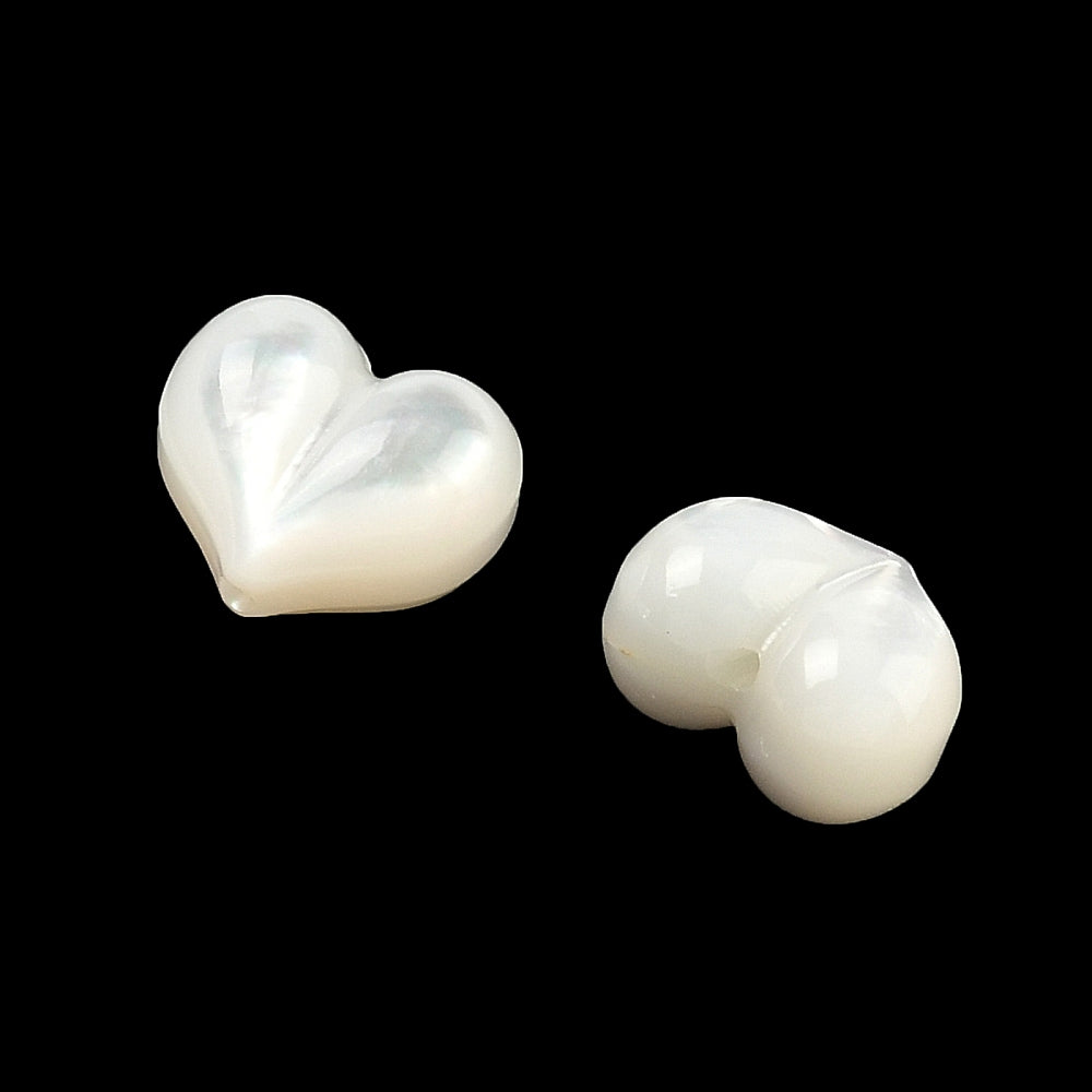Natural White Shell Peach Heart Beads 9.5x10.5mm – 2 Pack | The Pink Bead Shop Canada