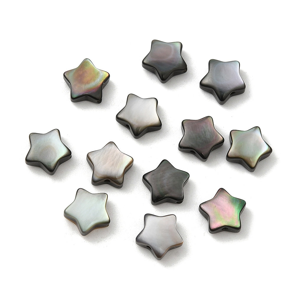 Natural Black Lip Shell Star Beads 8mm – 2 Pack | The Pink Bead Shop Canada