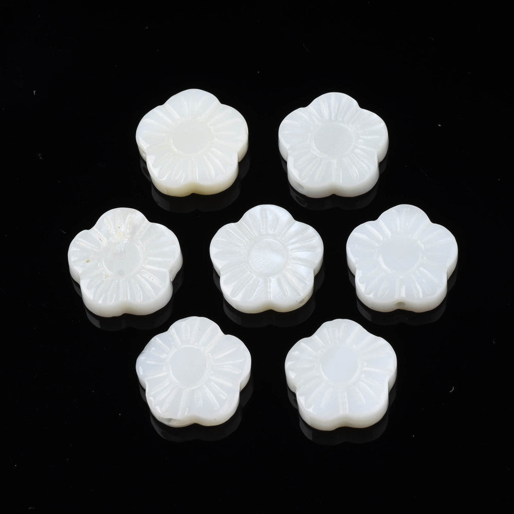 Natural White Shell Flower Beads 10mm – 2 Pack | The Pink Bead Shop Canada