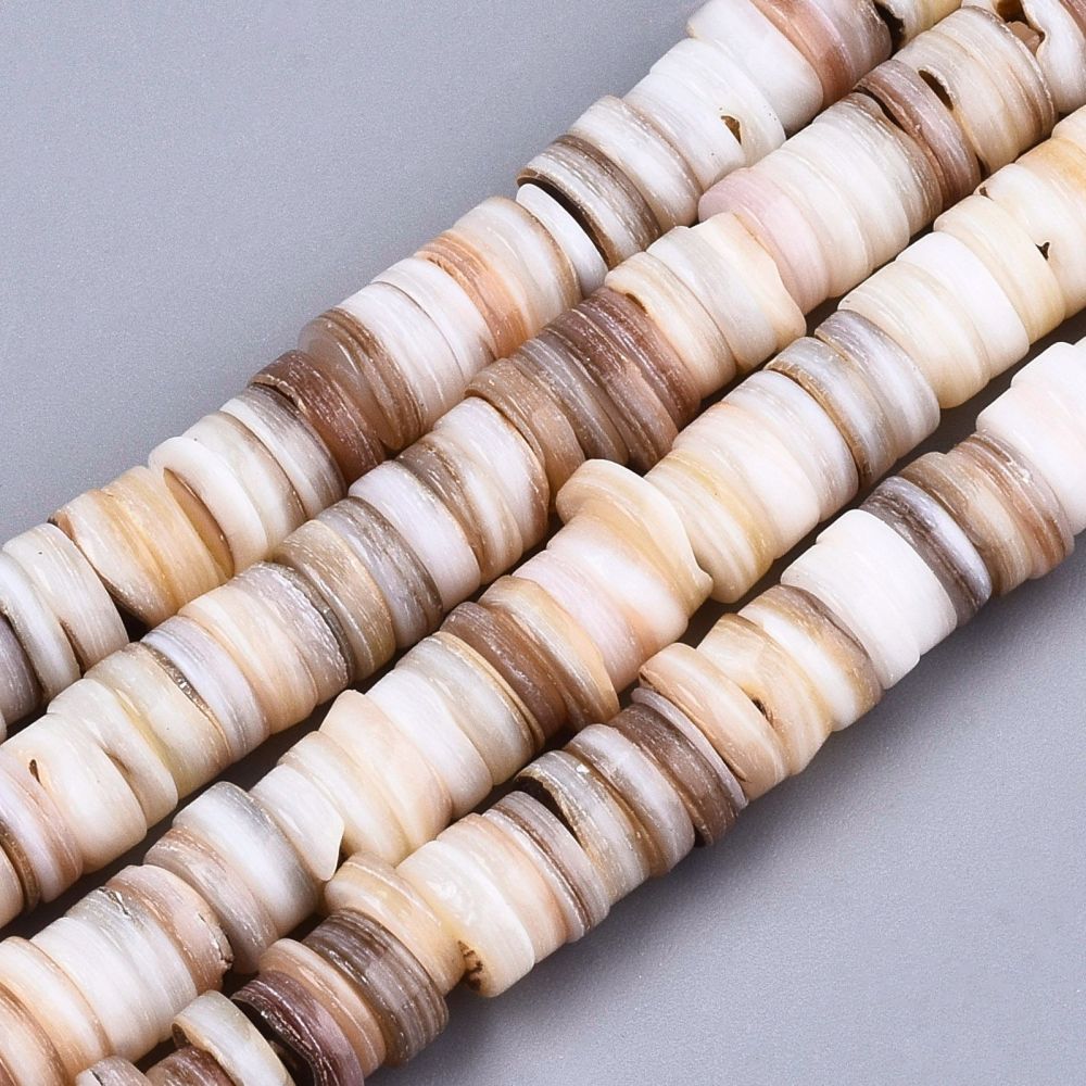 Freshwater Shell Natural Heishi Beads – 6–7mm Burlywood | The Pink Bead Shop Canada