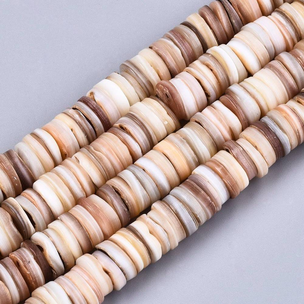 Freshwater Shell Natural Heishi Beads – Burlywood | The Pink Bead Shop Canada