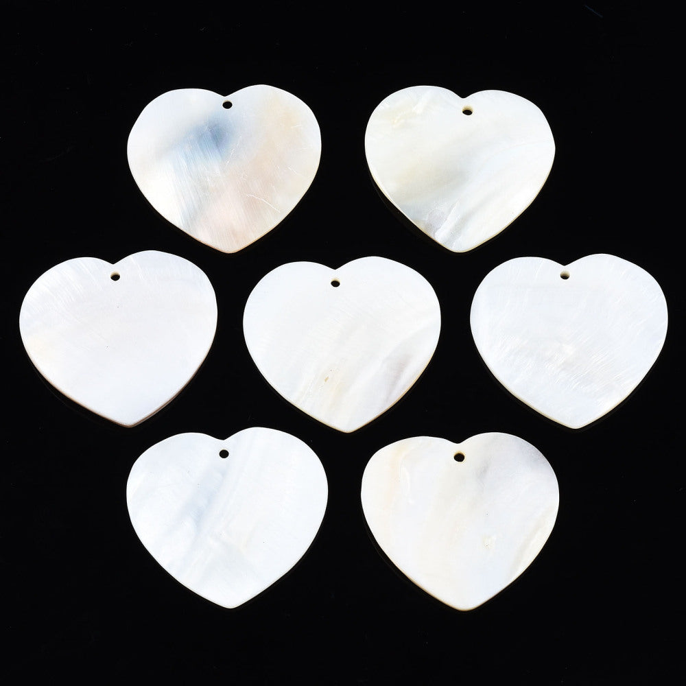 Freshwater Shell Heart Pendants – Seashell White, 2 Pack | The Pink Bead Shop Canada