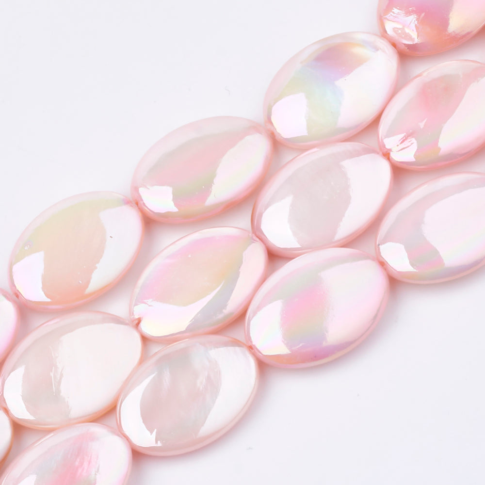 AB Lavender Blush Shell Bead Strands – Iridescent Oval Freshwater Shell Beads The Pink Bead Shop