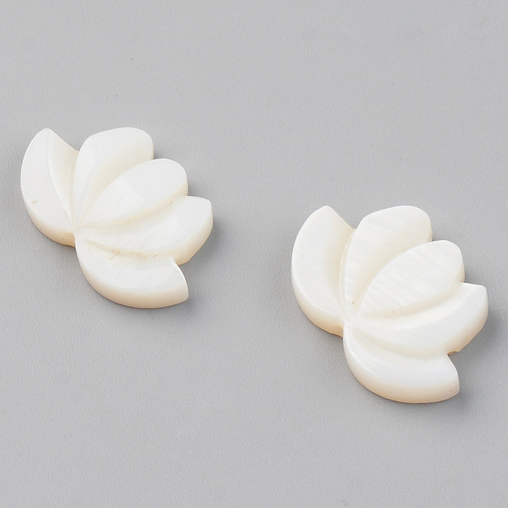 Natural Shell Lotus Flower Beads – Half Drilled Freshwater Shell 2 Pack The Pink Bead Shop