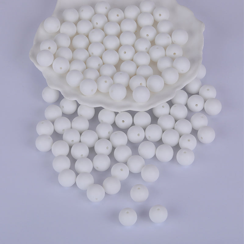 15mm White Round Silicone Bead | The Pink Bead Shop Canada