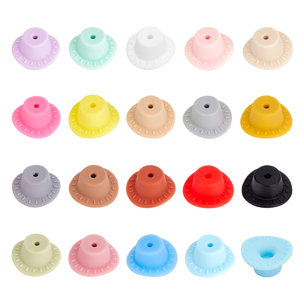19 Colors Silicone Beads, Hat, Mixed Color