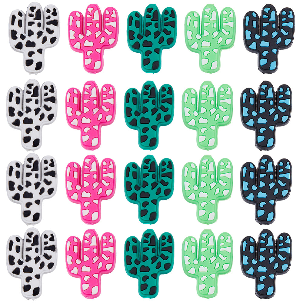 Cactus Silicone Focal Beads – Mixed Colours The Pink Bead Shop