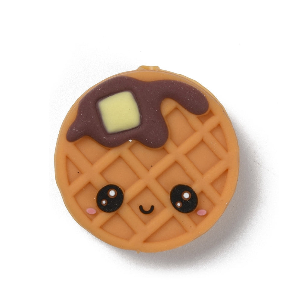 Silicone Beads, Biscuits, Focal Beads, Saddle Brown