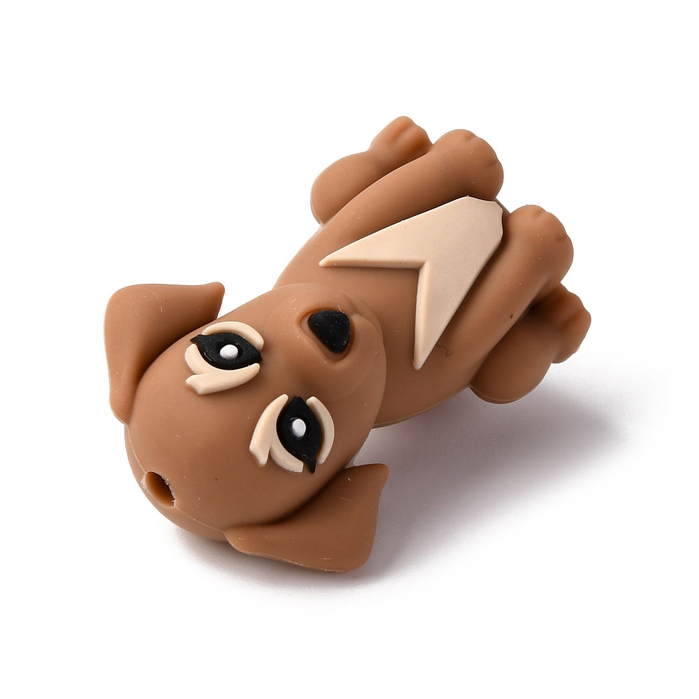 Silicone Beads, Focal Beads, Dog, Saddle Brow
