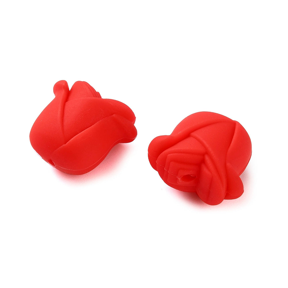 Rose Silicone Focal Beads | Red Rose Silicone Beads | The Pink Bead Shop Canada