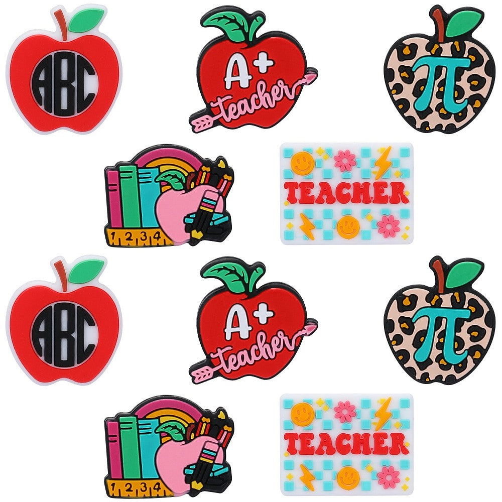 Teachers' Day Silicone Focal Beads, Mixed Shapes, Mixed Shapes