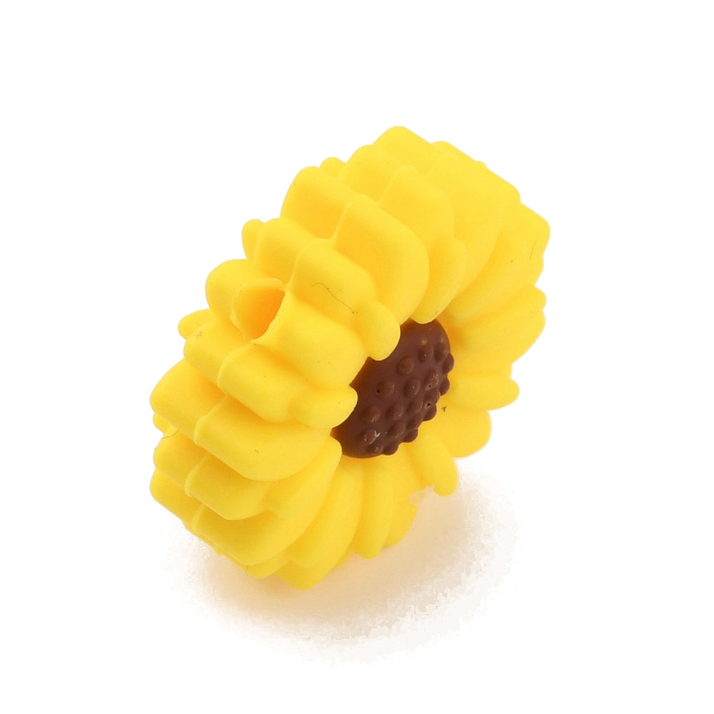 Food Grade Eco-Friendly Silicone Beads, Daisy, Gold