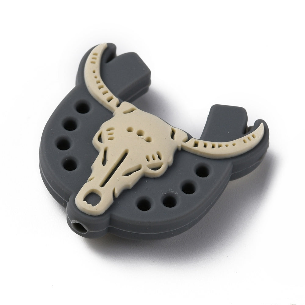 Food Grade Eco-Friendly Silicone Beads, Cattle, Gray