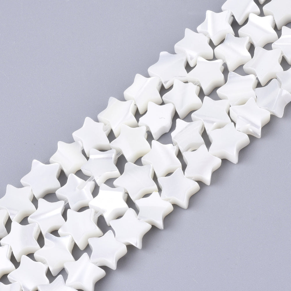 Trochid Shell Star Beads 8mm – White | The Pink Bead Shop Canada