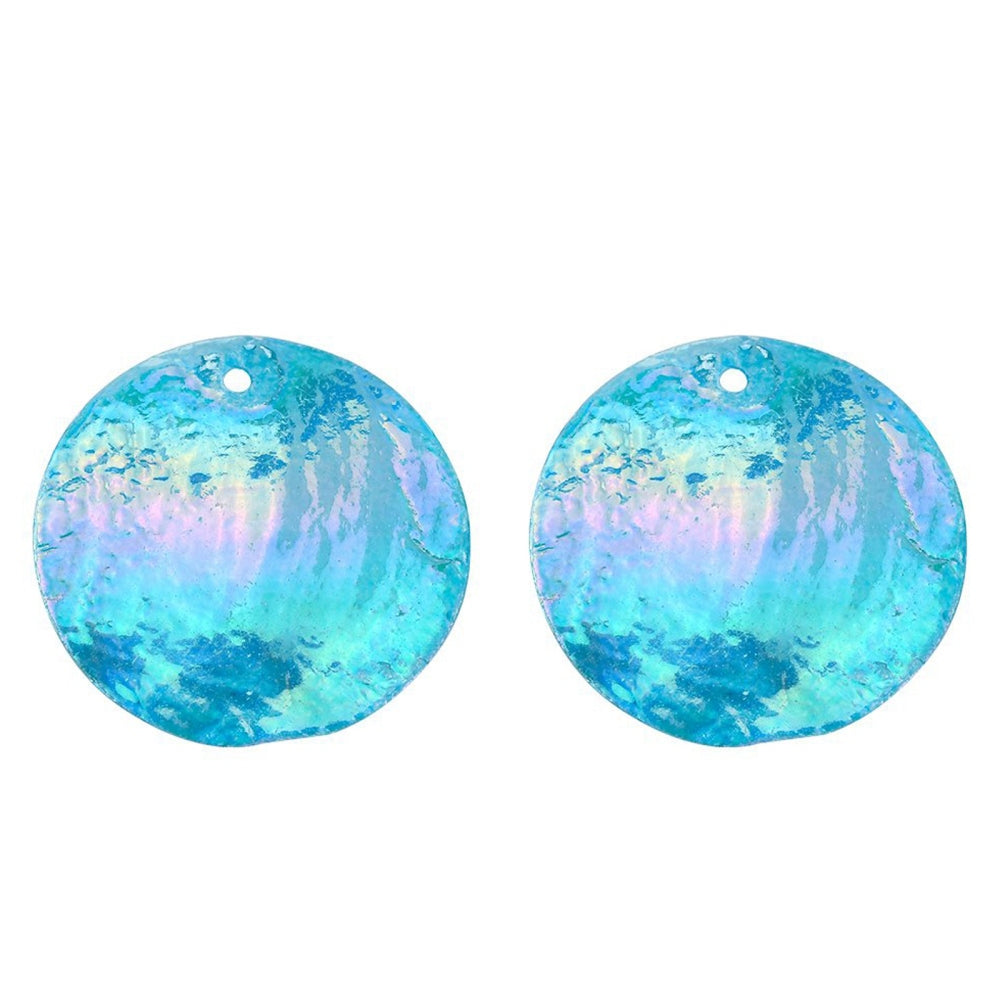 Dyed Capiz Shell Pendants – Light Blue, Flat Round 24–25×1–2mm, 1–1.5mm Hole 10Pk The Pink Bead Shop