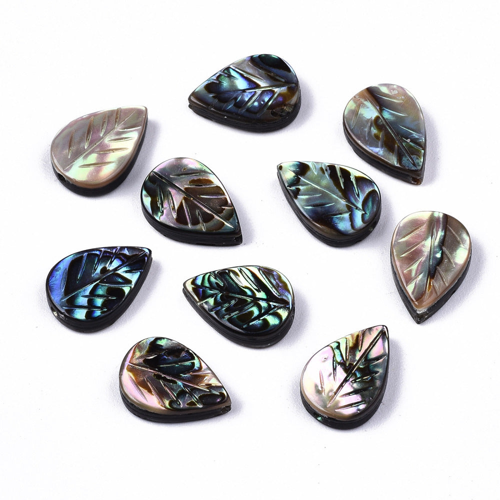 Natural Abalone Shell Leaf Beads 12.5x8.5mm – 2 Pack | The Pink Bead Shop Canada