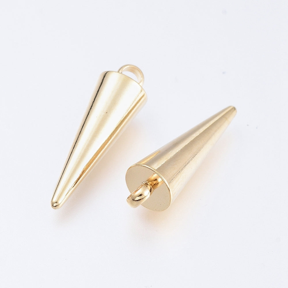 Gold Spike Pendants – 18K Gold Plated Stainless Steel Cone Charms (18×5mm) – Set of 5 The Pink Bead Shop