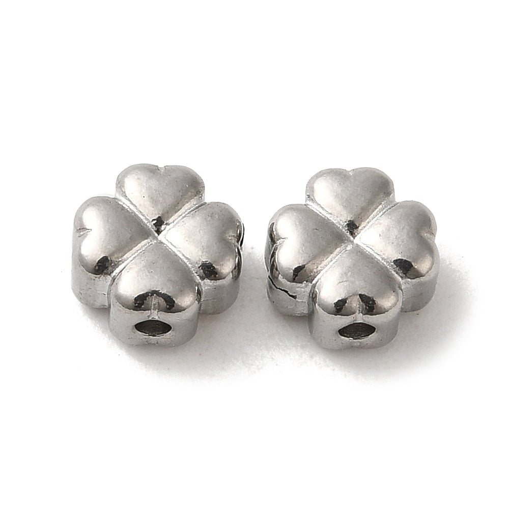 304 Stainless Steel Clover Beads – Stainless Steel or Real 18K Gold Plated – Pack of 2 | The Pink Bead Shop Canada