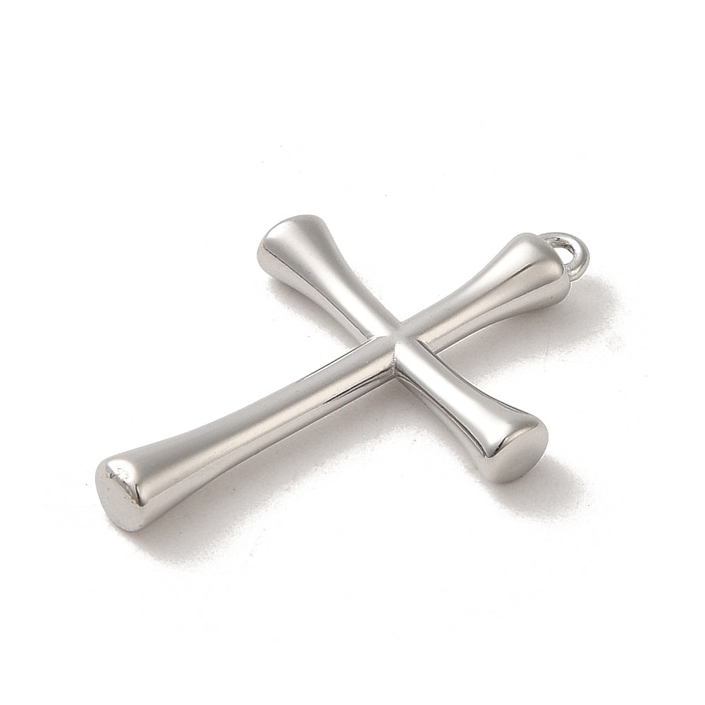 Non-Tarnish 304 Stainless Steel Cross Pendant 27.5x17x3.5mm 1 Pack | The Pink Bead Shop Canada
