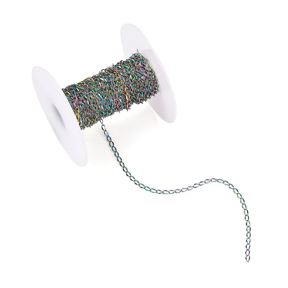 Rainbow PVD Stainless Steel Curb Twisted Chain – 4x2mm Sold by the meter | The Pink Bead Shop Canada