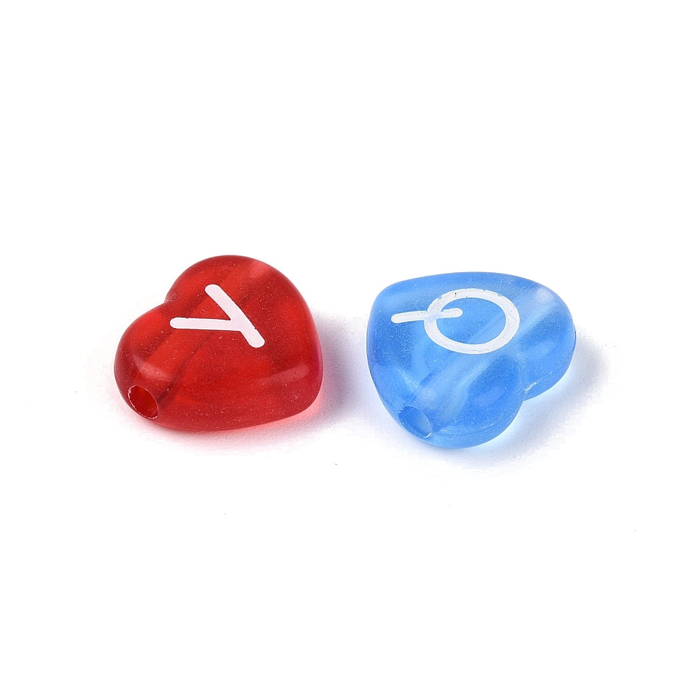 Bulk Transparent Heart Alphabet Acrylic Beads – Mixed Colours | The Pink Bead Shop Canada