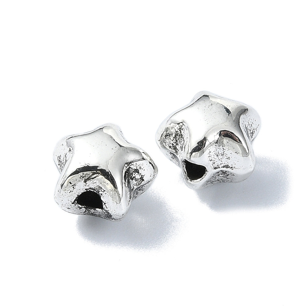 Antique Silver Star Spacer Beads 10 Pack | The Pink Bead Shop Canada
