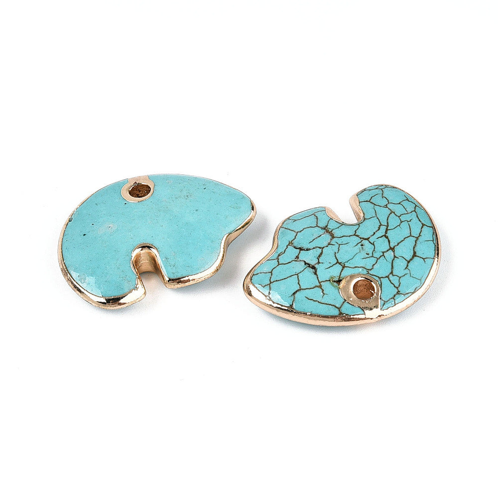 Synthetic Turquoise Zuni Bear Pendant with Gold Edge The Pink Bead Shop