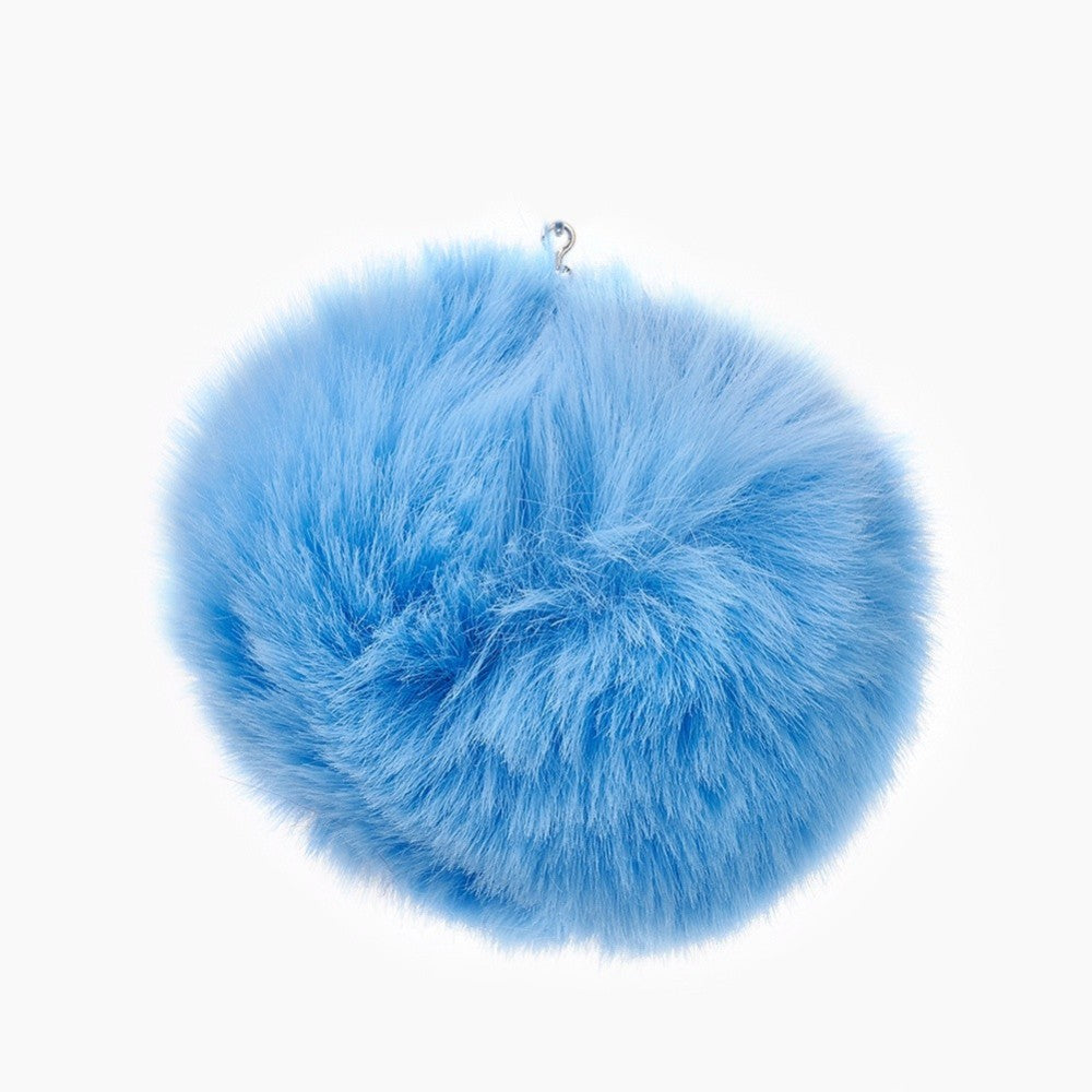 Covered Pendants, Fuzzy Bunny Hair Balls, with Elastic Fiber, Mixed Color