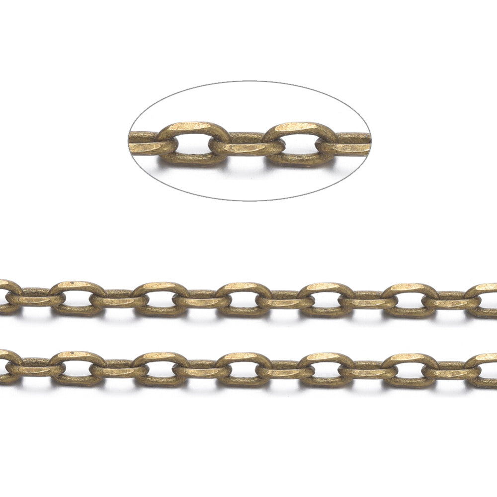 Antique Bronze Diamond Cut Brass Chain by the Metre | The Pink Bead Shop Canada
