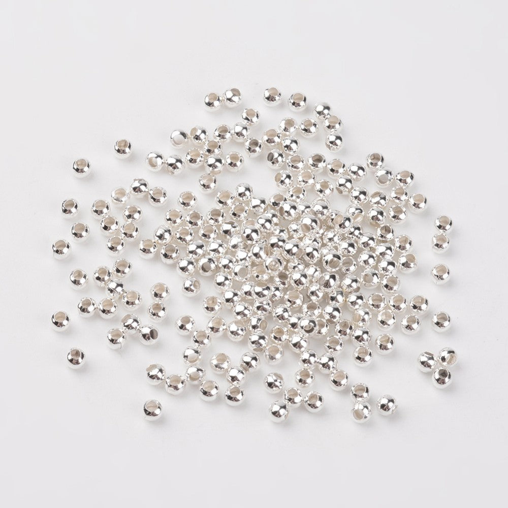 Silver Color Plated Round Spacer Beads – 3mm – 40g | The Pink Bead Shop Canada